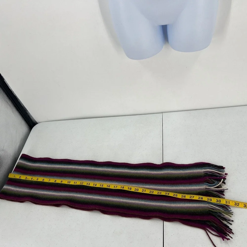 Rowland's‎ Scotland Wool Scarf Multi Stripe Boho Gorpcore Winter Colorful Fringe